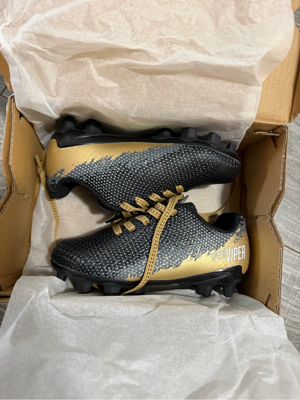 DSG Kids Black & Gold Viper Soccer Cleats